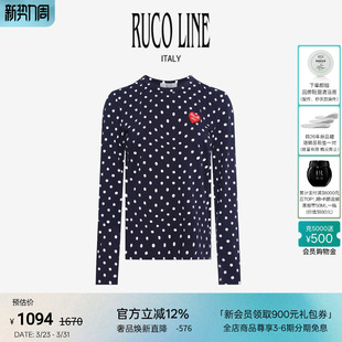 T恤圆领女打底衫 Line如卡莱波点长袖 Ruco 商场同款 棉