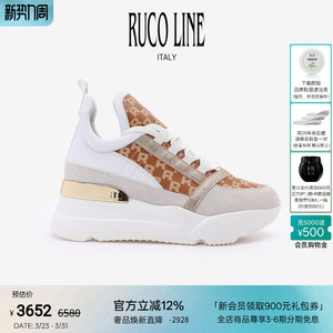 Ruco Line如卡莱意大利奢华复古老花休闲鞋厚底女运动鞋6cm增高鞋
