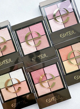 现货日本本土EXCEL四色眼影自然持久不晕染大地色日系打底眼影