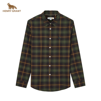 亨利格兰格子长袖衬衫女2026年春气质百搭设计感小众休闲纯棉衬衣