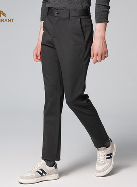 亨利格兰秋冬新品男士商务休闲直筒修身百搭长裤简约弹力休闲裤子