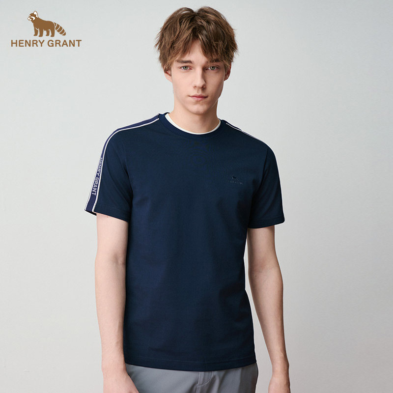 亨利格兰小熊猫夏季新品男运动休闲百搭短袖t恤圆领轻薄弹性上衣,男装,T恤,淘宝优惠券,粉丝福利购,淘宝优惠卷