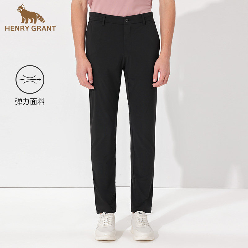 亨利格兰男裤春夏新款宴会西裤商务休闲小直筒纯色百搭修身长裤子