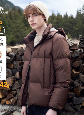 亨利格兰连帽羽绒服男士2025冬季潮流新款休闲白鸭绒保暖外套上衣