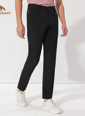 亨利格兰男裤春夏新款宴会西裤商务休闲小直筒纯色百搭修身长裤子