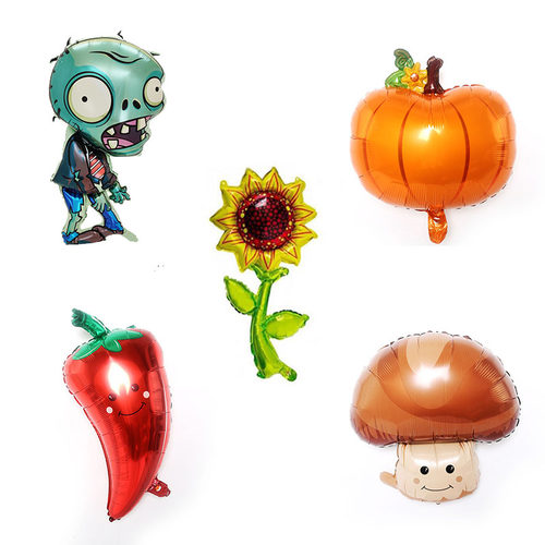 植物大战僵尸主题儿童生日派对装饰用品拉旗横幅蛋糕插排气球套装