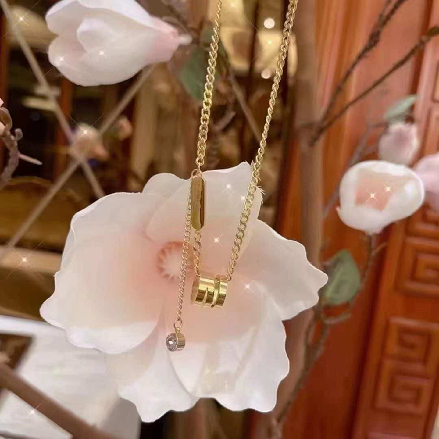 泰国正品反败为胜经纹金色锁骨链