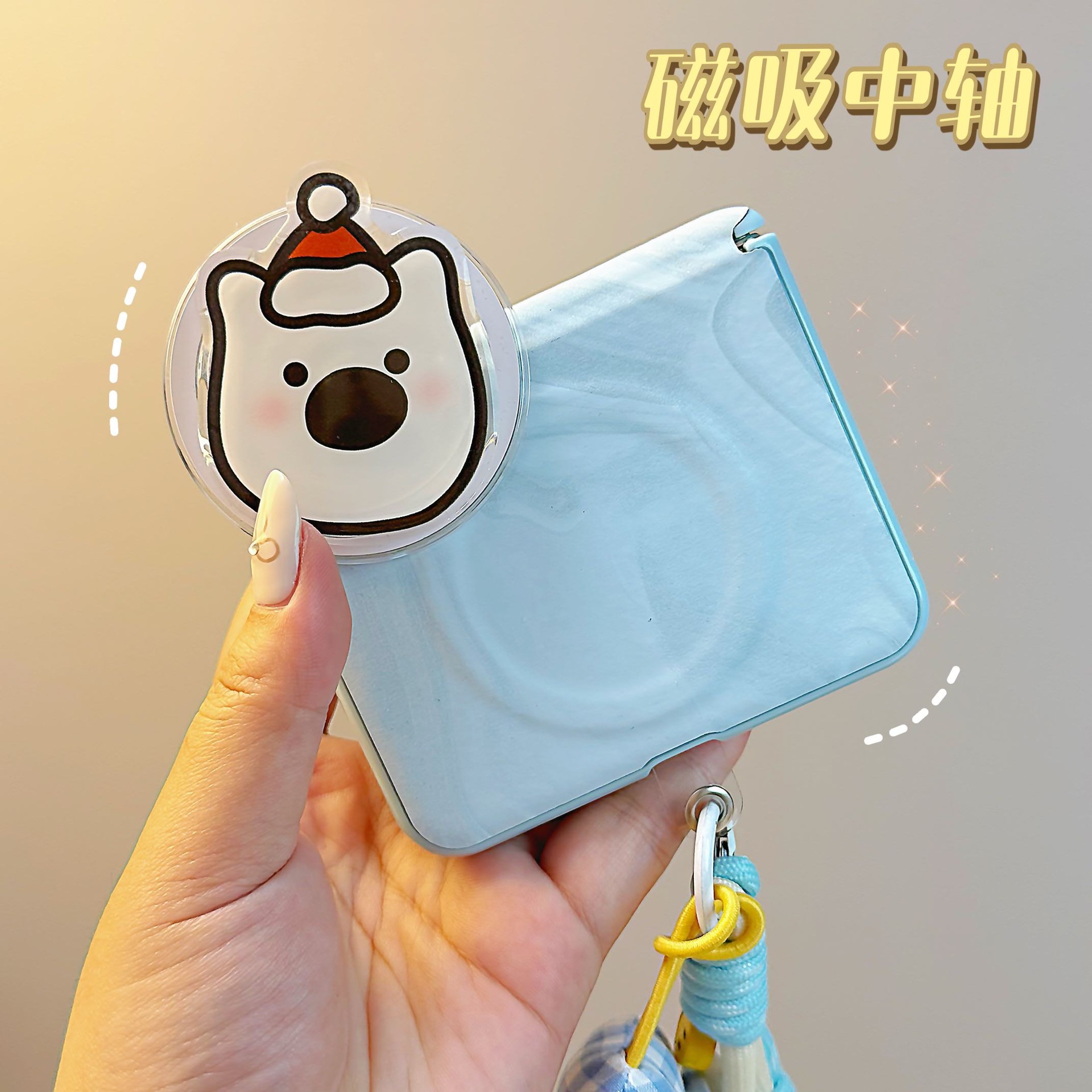 华为Purax可爱小狗磁吸手机壳适用于huaweipurax典藏版中轴铰链全包防摔皮质保护套卡通手提式挂绳外壳新品女