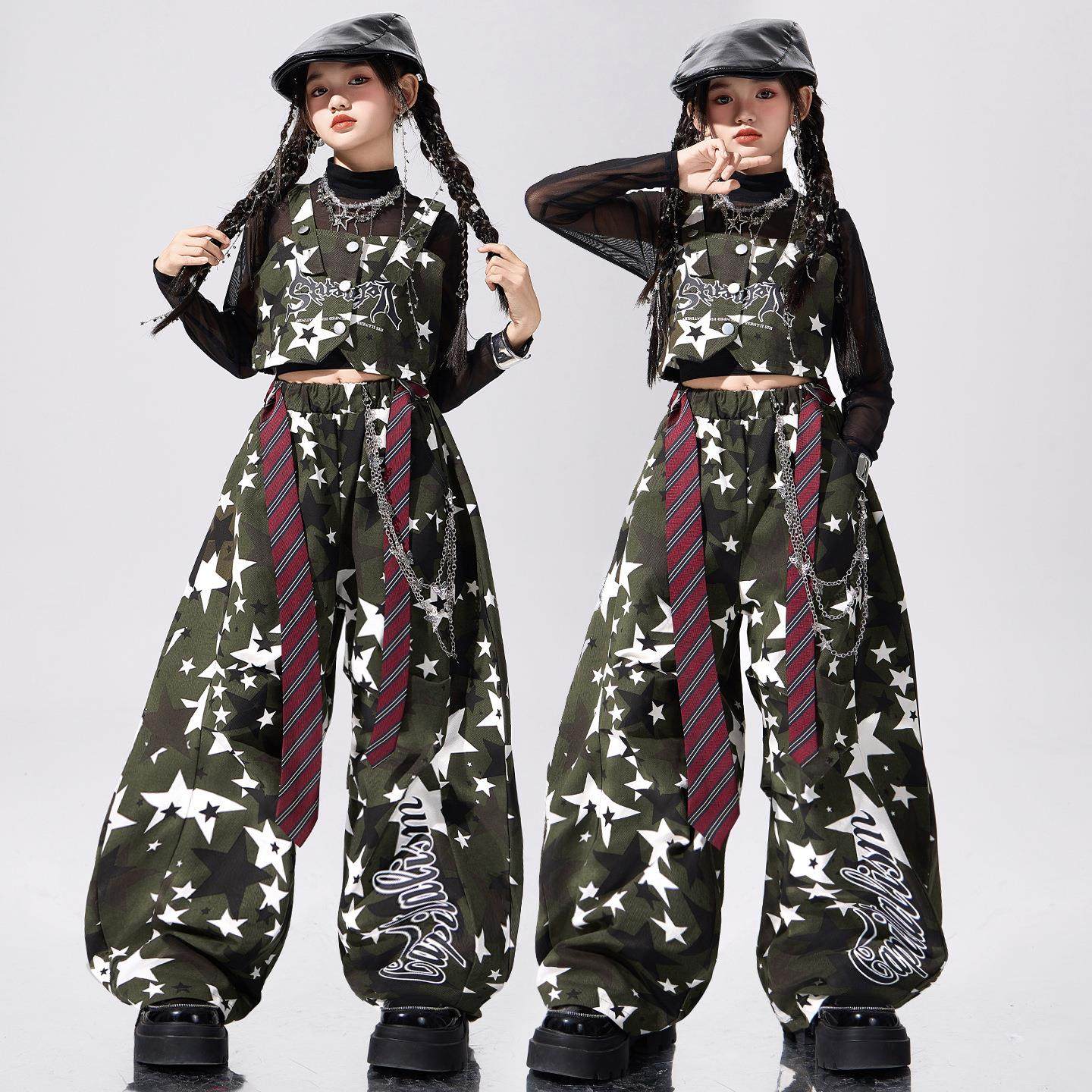 街舞演出服女孩秋冬套装酷辣上衣