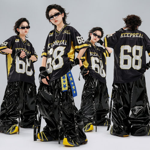 街舞儿童潮服男童嘻哈演出服套装爵士舞架子鼓酷帅hiphop表演服装