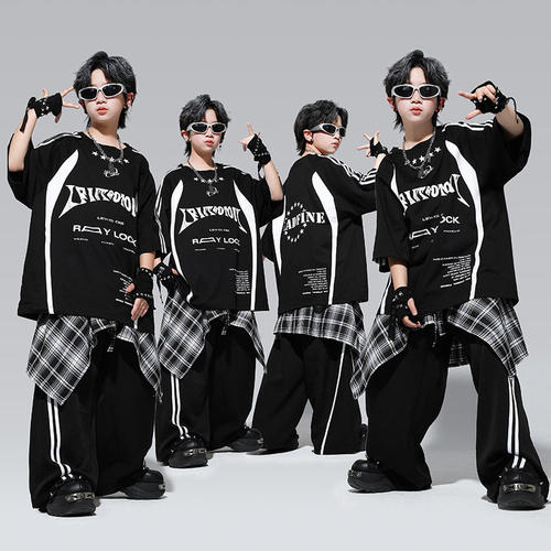 嘻哈街舞儿童潮服男童帅气hiphop表演服套装少儿演出服爵士舞服装