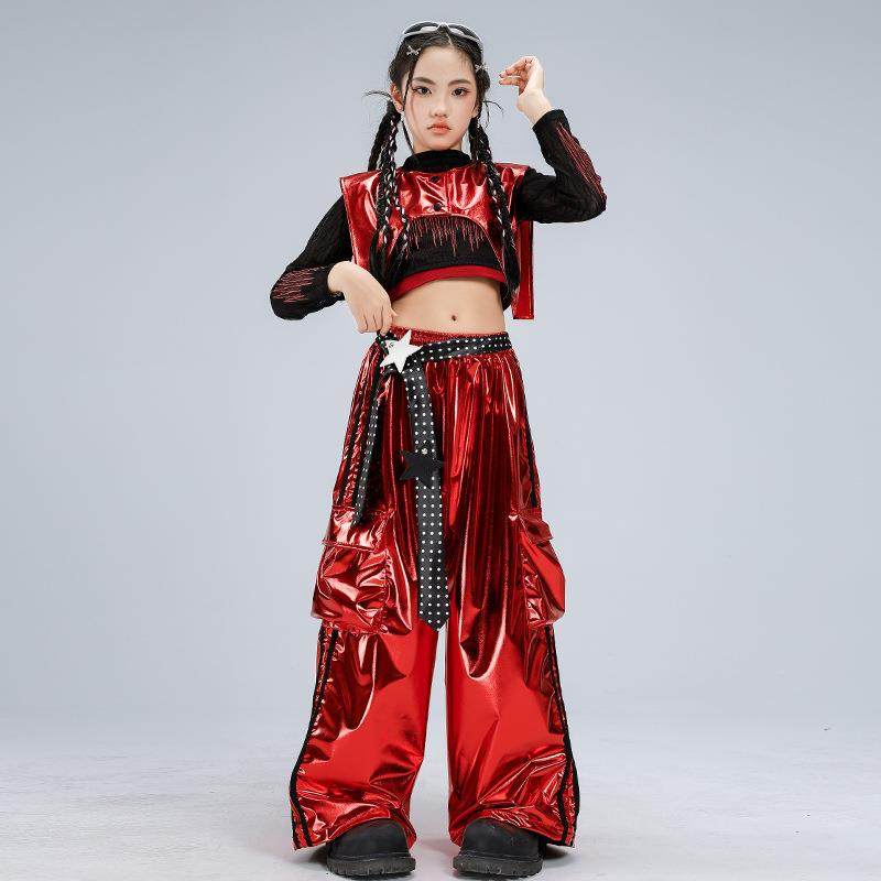 女童爵士舞服装黑红露脐皮裤舞蹈服套装jazz女孩走秀元旦演出服女,童装/婴儿装/亲子装,儿童演出服,淘宝优惠券,粉丝福利购,淘宝优惠卷