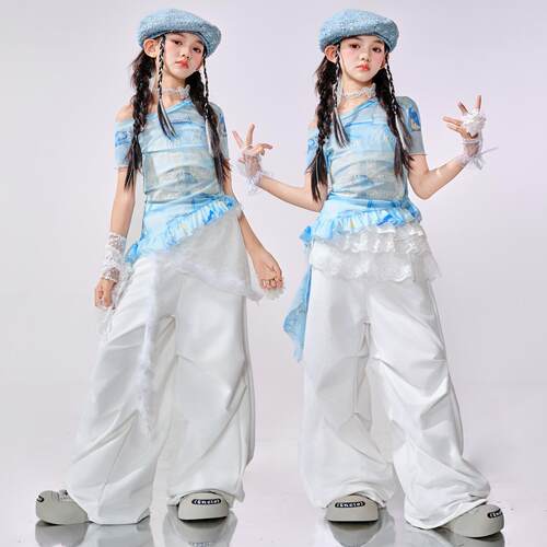 爵士舞女童服装夏女团甜酷风jazz街舞走秀时髦潮酷演出服少儿表演