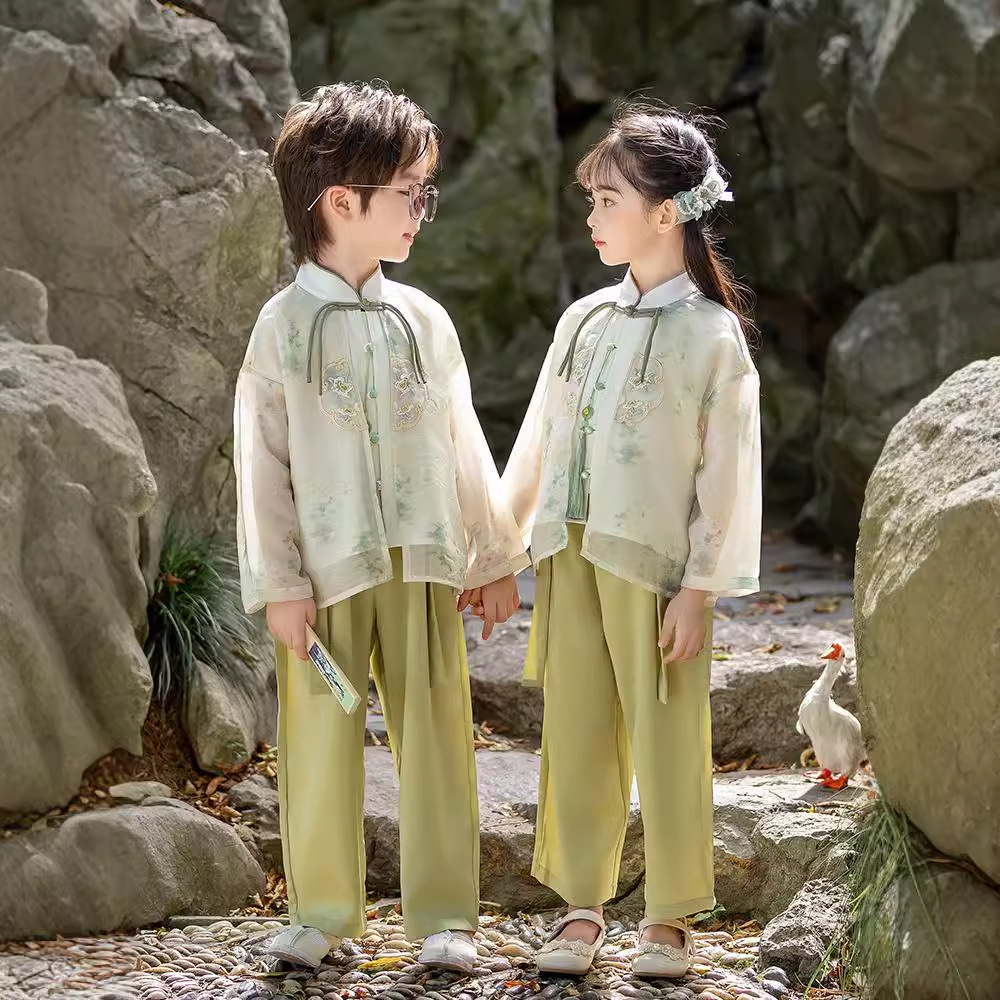 儿童表演服长袖春秋汉服中国风运动风雾里看花中大童演出服男童套