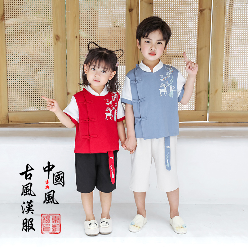 幼儿园园服夏季套装中国风小学生校服汉服儿童班服六一节国学表演