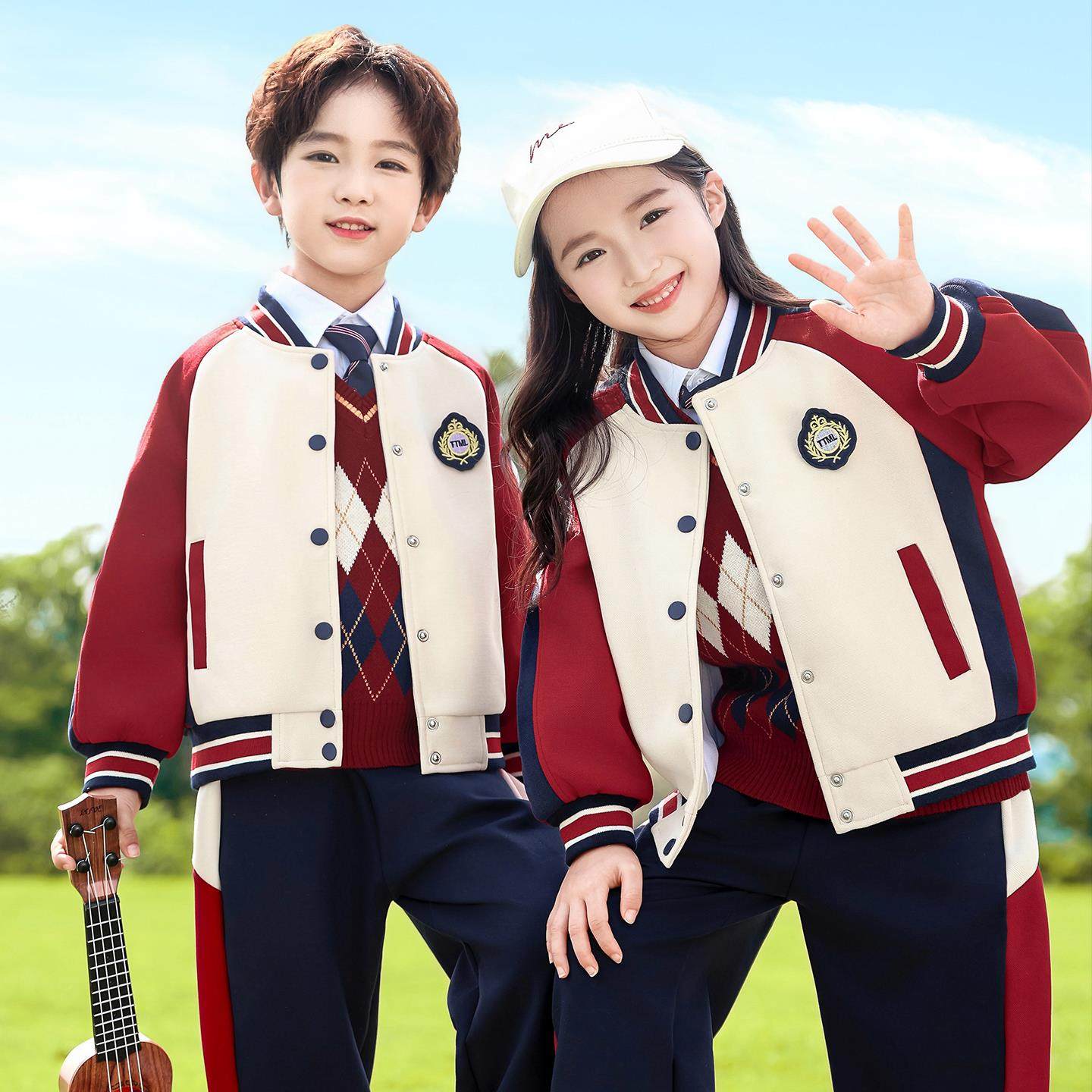 小学生校服春秋装棒球服三件套