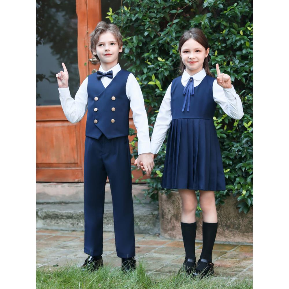 小学生校服套装秋新品女童连衣裙幼儿园园服男女学院风合唱演出服