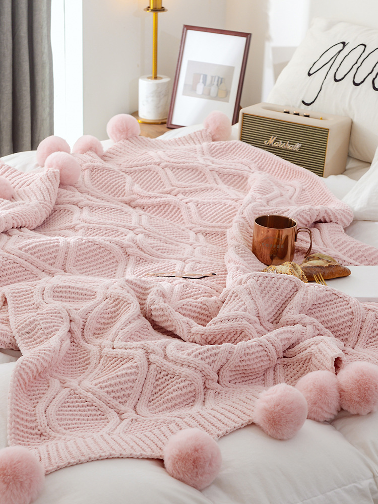 北欧流苏盖毯办公室被子沙发毯午睡针织毛毯加厚冬季毛线毯子编织