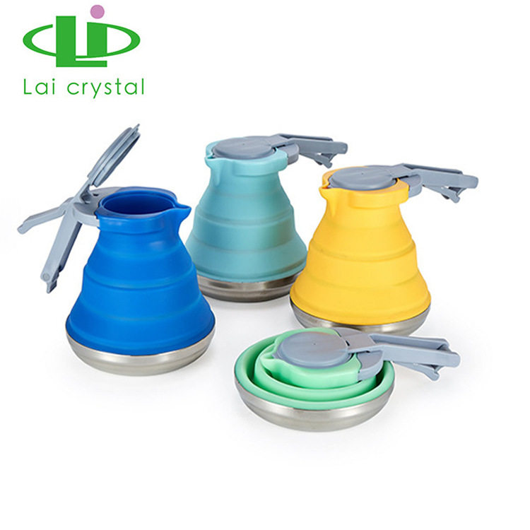 户外创意便携硅胶水壶1500ml大容量旅行露营烧水壶户外折叠咖啡