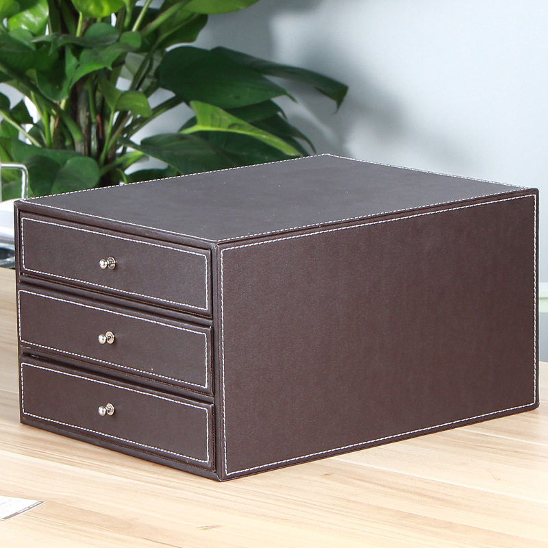 定制雅皮仕皮革办公文件柜商务财务专用资料柜办公票据桌面收纳柜