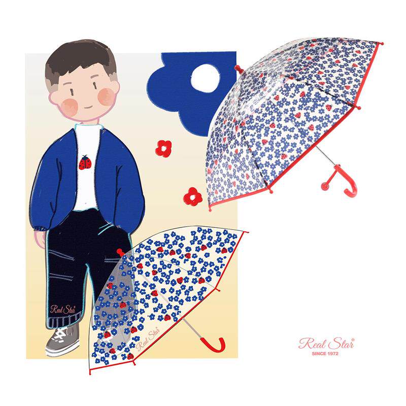 【新品新品】儿童雨伞推拉伞架卡通可爱小花瓢虫伞新品