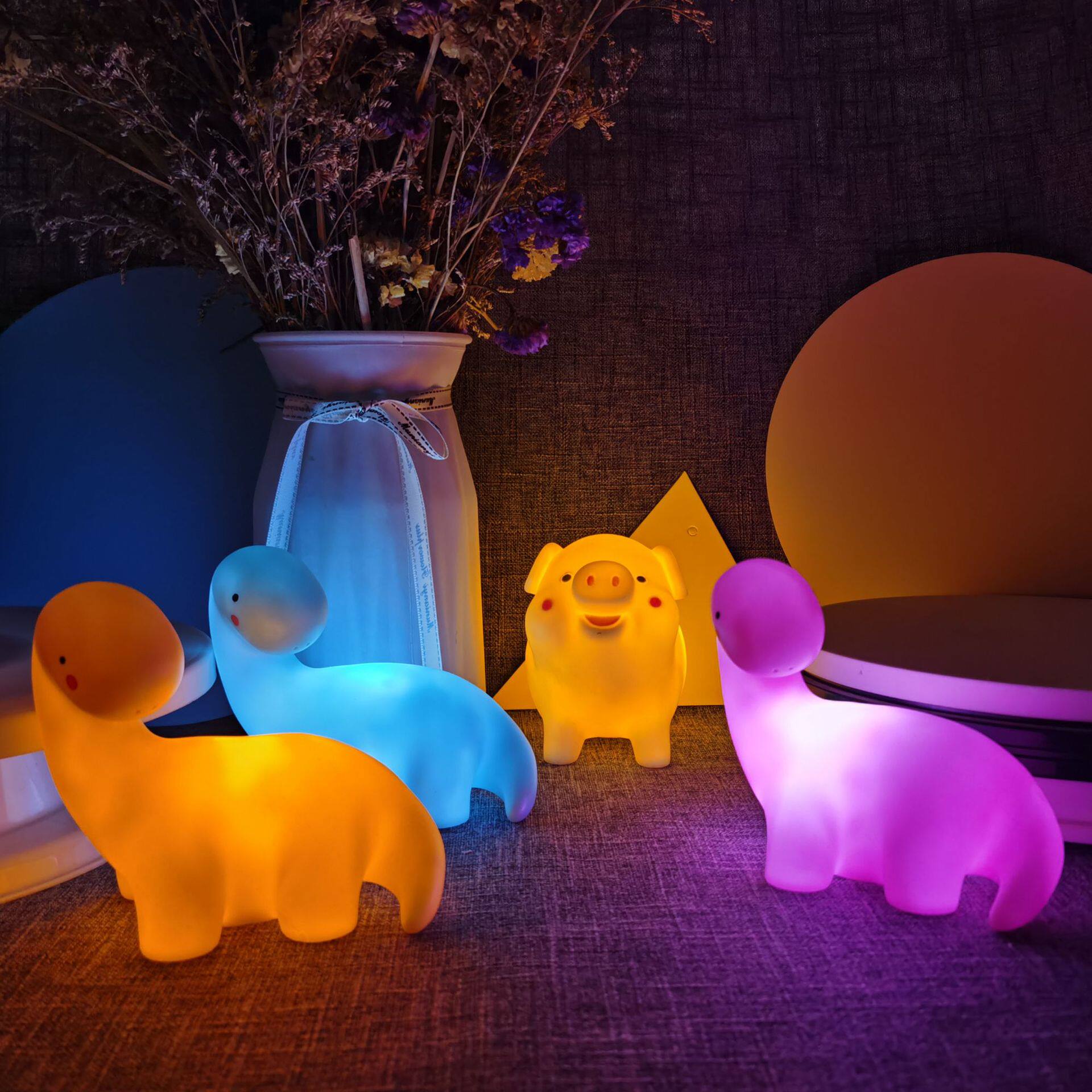 卡通ins雷龙小夜灯儿童房安睡夜灯开学歪脖子长颈龙