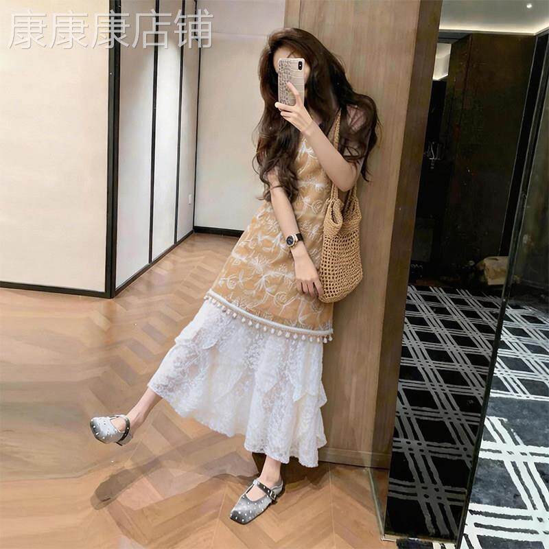 法式气质白色蕾丝连衣裙女2026春季新款特别漂亮掐腰巨好看长裙子