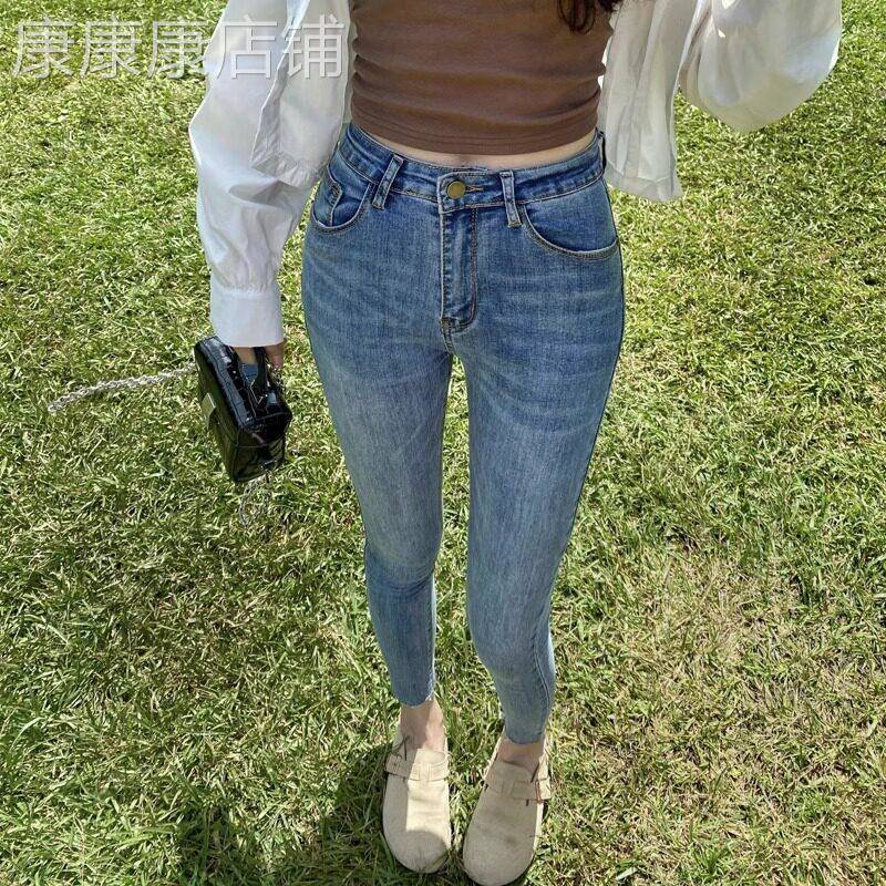 潮牌高腰铅笔牛仔裤女2026夏新款百搭显瘦修身弹力紧身九分小脚裤