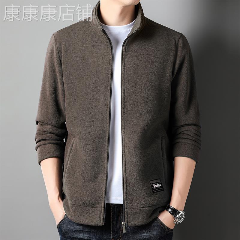 MAROLIO~高端摇粒绒夹克男秋冬季加绒加厚立领抓绒衣户外保暖外套