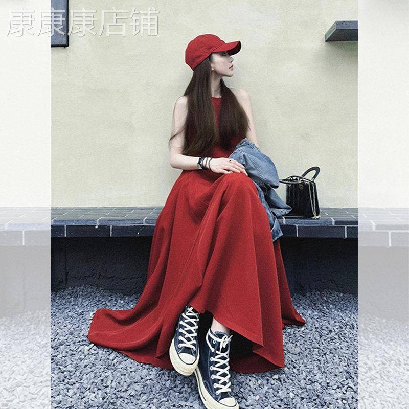 法式气质红色无袖洋装女夏季新款高级感轻奢今年流行的漂亮裙子