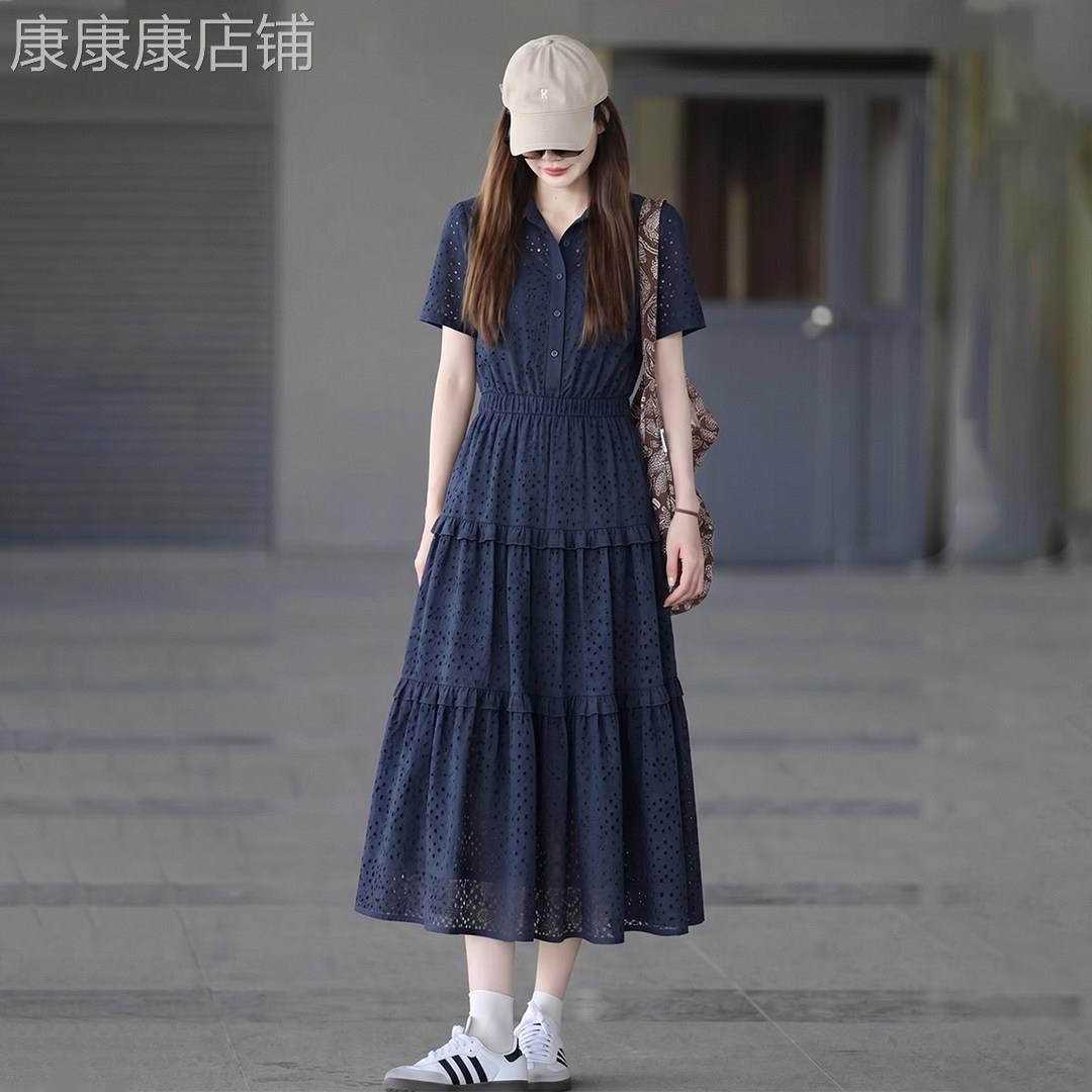 法式气质蓝色洋装女2026夏季新款小个子高级感独特巨好看长裙子