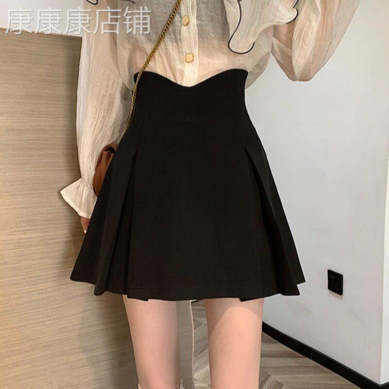高腰半身裙女夏设计感小众2026新款小个子黑色短裙显瘦鱼骨百褶裙