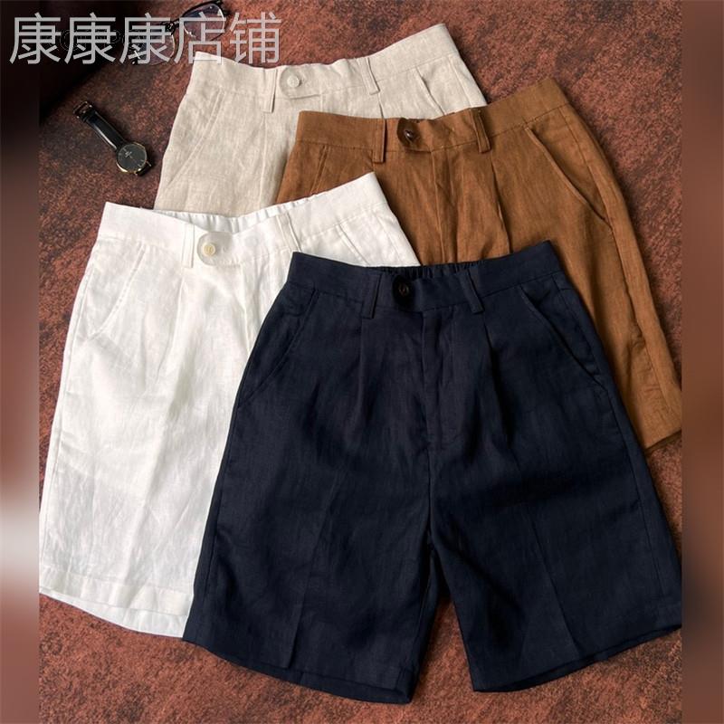 轻奢老钱风质感短裤男款夏季系带钮扣高级感休闲裤人夫感松弛五分