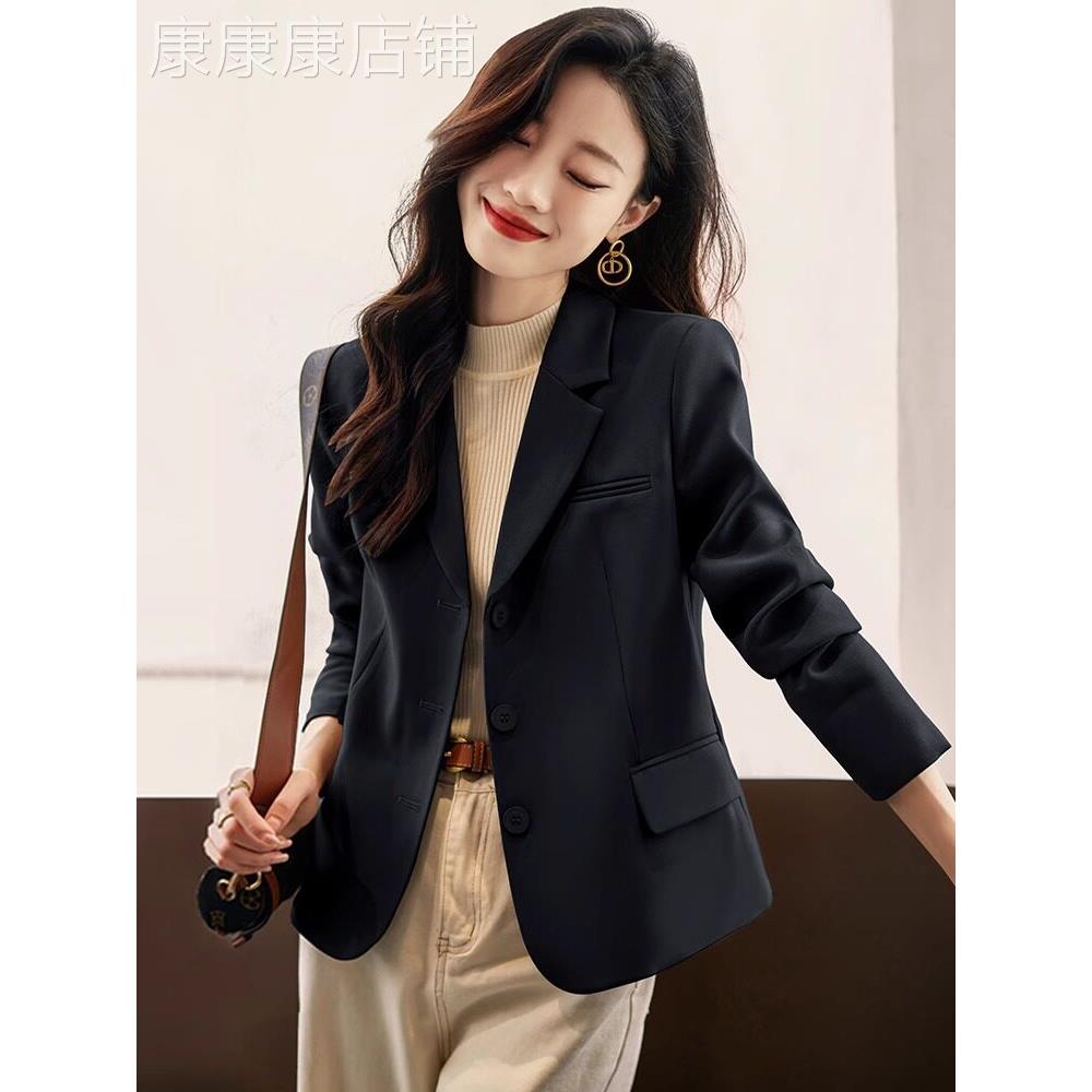 黑色西装外套女春秋季2025新款气质名媛高级感小个子短款西服上衣