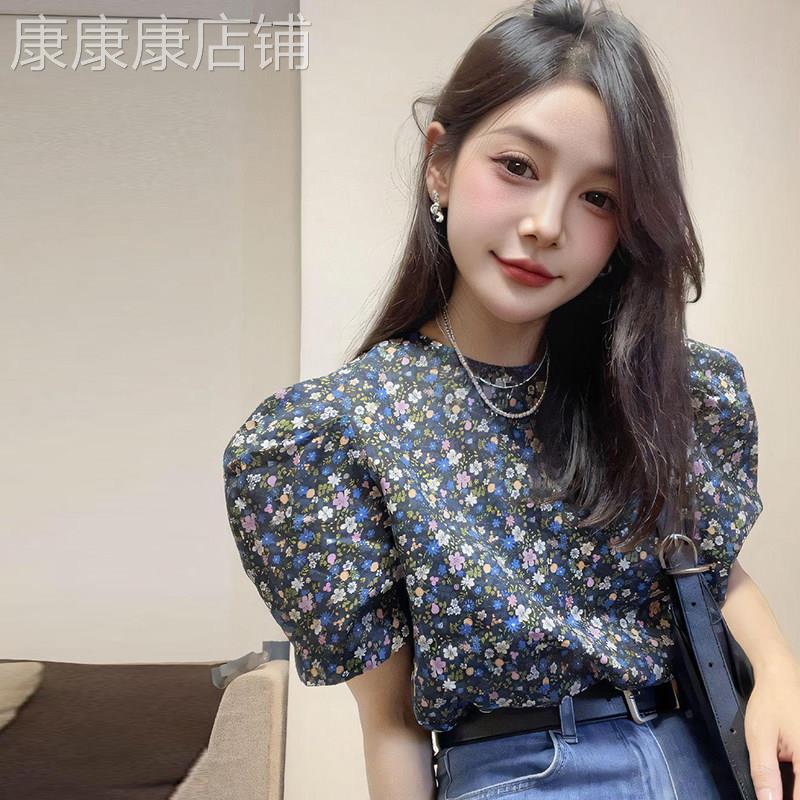 法式泡泡袖圆领碎花衬衫女2025夏季新款轻奢高级感独特超好看上衣