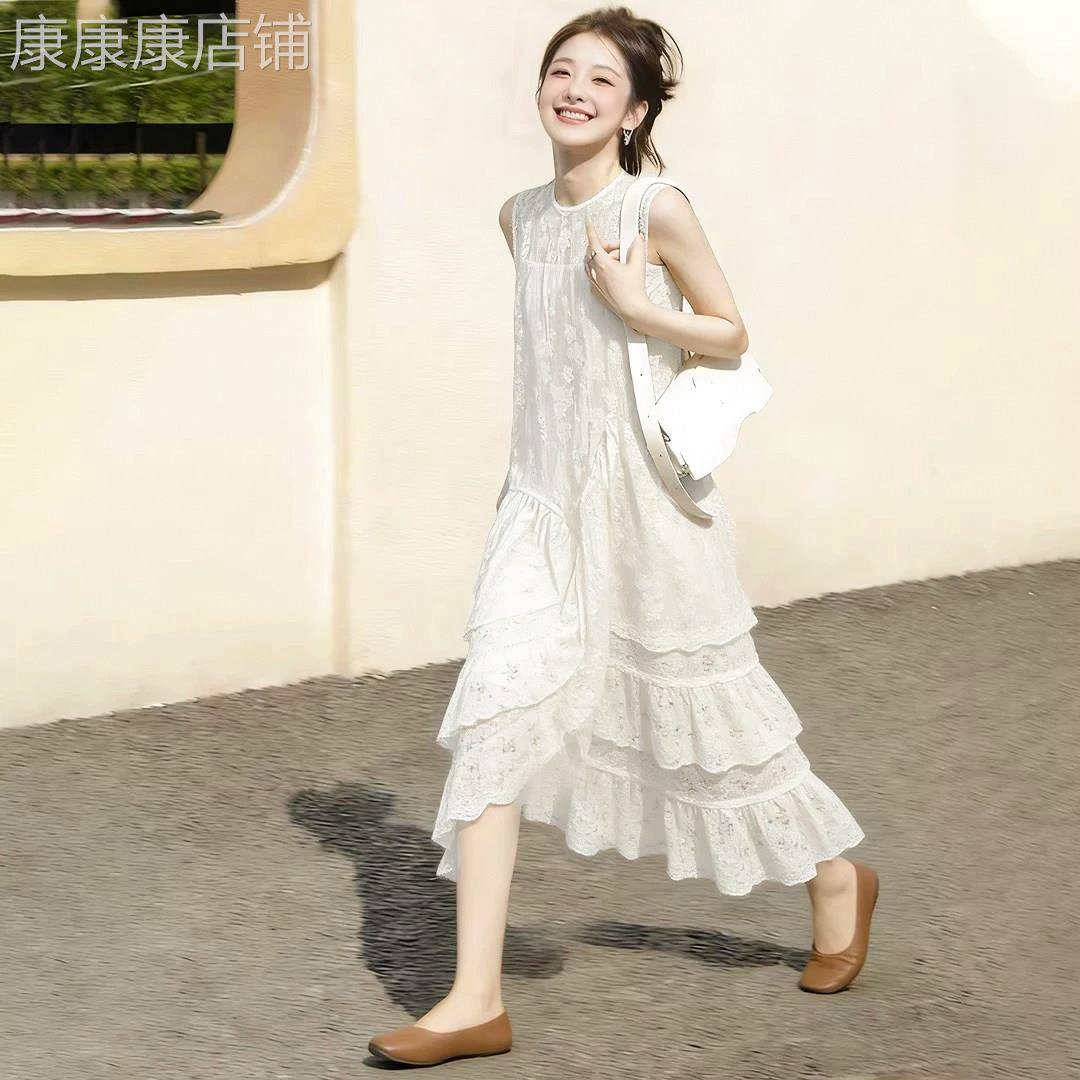 法式蕾丝刺绣吊带裙女2026春季新款小个子独特超好看无袖裙子
