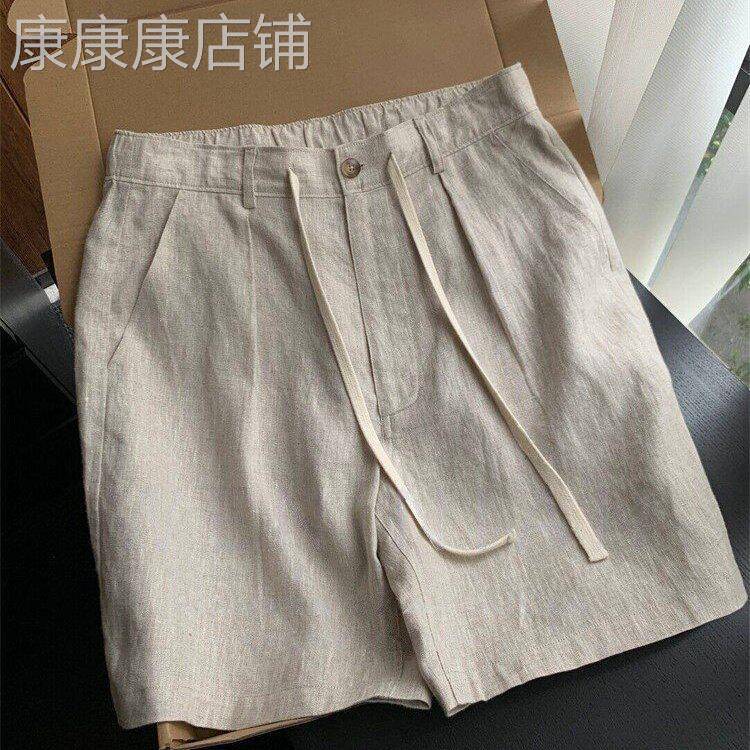 夏季薄款老钱风亚麻短裤男棉麻休闲五分裤轻熟风复古休闲西装裤子
