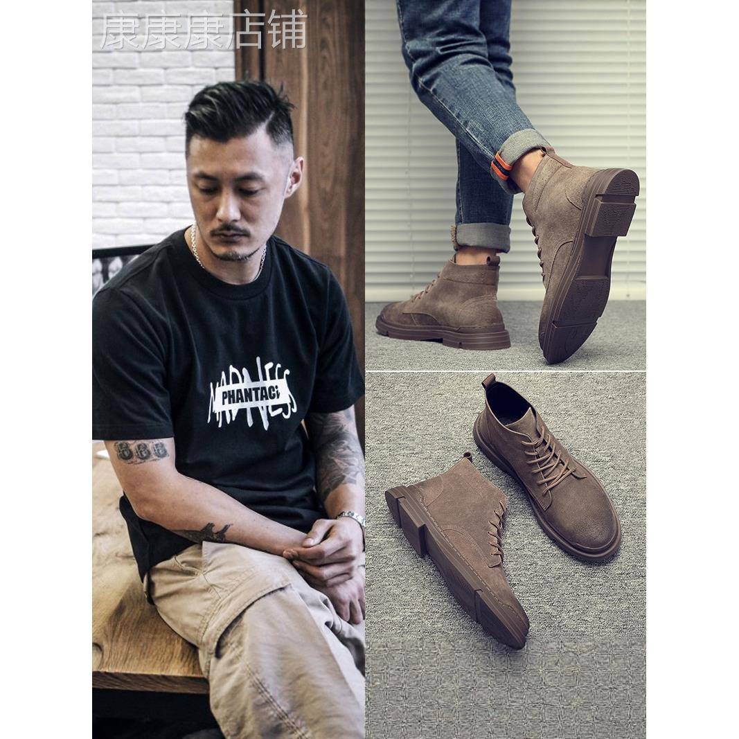 马丁靴男高帮冬季加绒2025新款真皮英伦软皮中帮男士雪地工装靴子