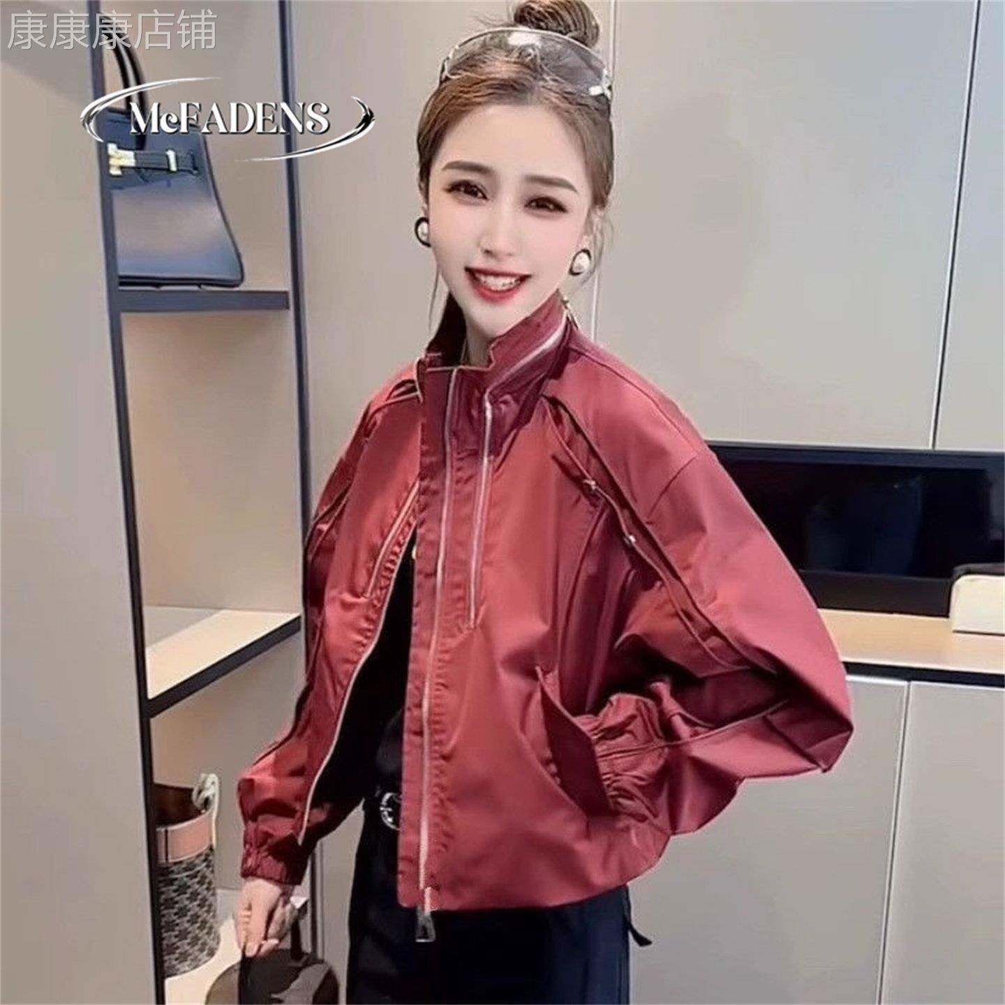 香港欧货秋胖mm新款休闲风衣外套女小个子立领夹克冲锋衣棒球服潮