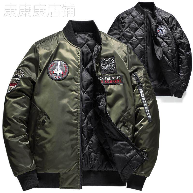 潮牌大码加棉加厚两面穿ma1飞行员夹克男棉服秋冬时尚棒球服外套