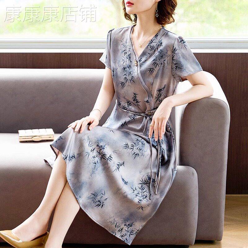 碎花雪纺连衣裙女夏季2026新款国风改良旗袍裙气质显瘦妈妈装长裙