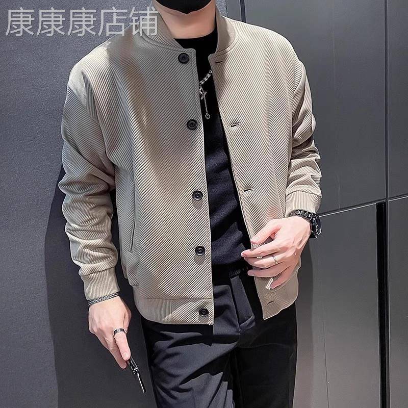 高端纹理棒球服外套男士春秋季2025新款开衫运动休闲飞行夹克男款
