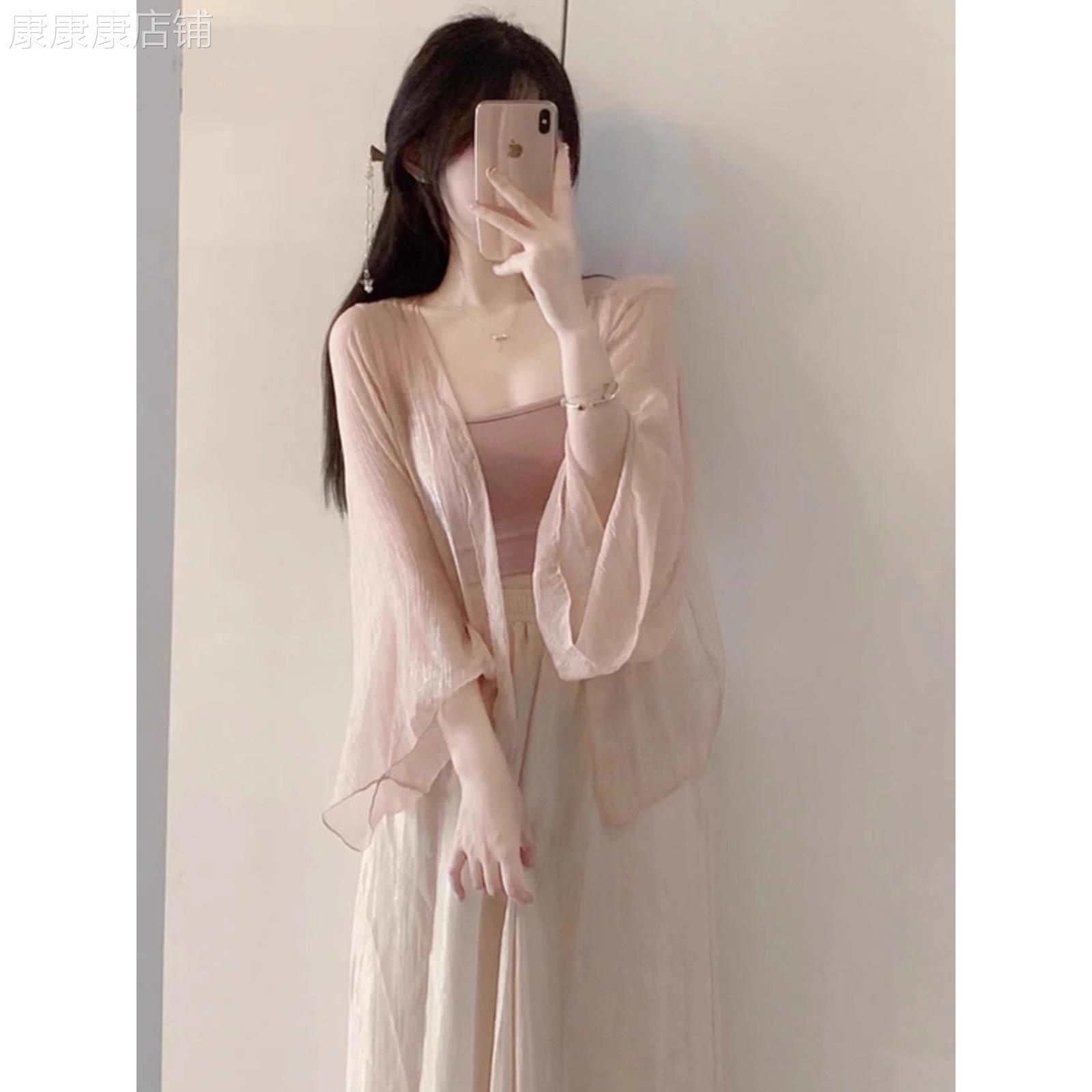 雪纺防晒衣女士夏季薄款2026新款配吊带裙子外搭罩衫披肩空调开衫