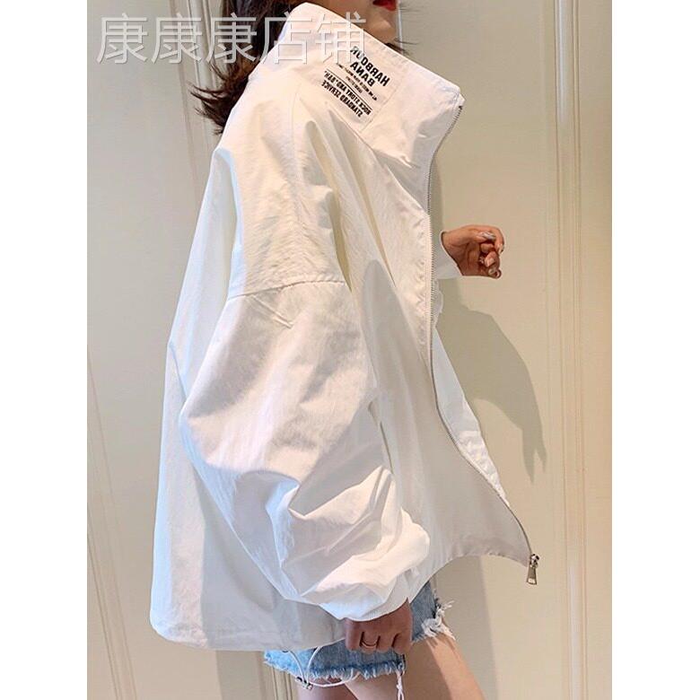 白色夹克外套女ins潮春秋夏宽松韩版薄款防晒衣时尚休闲百搭工装