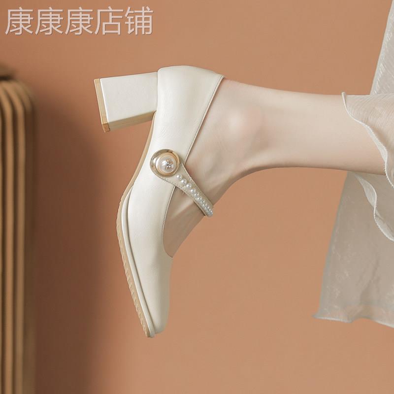 法式单鞋女2026夏季新款中跟粗跟玛丽珍淑女鞋温柔气质旗袍高跟鞋