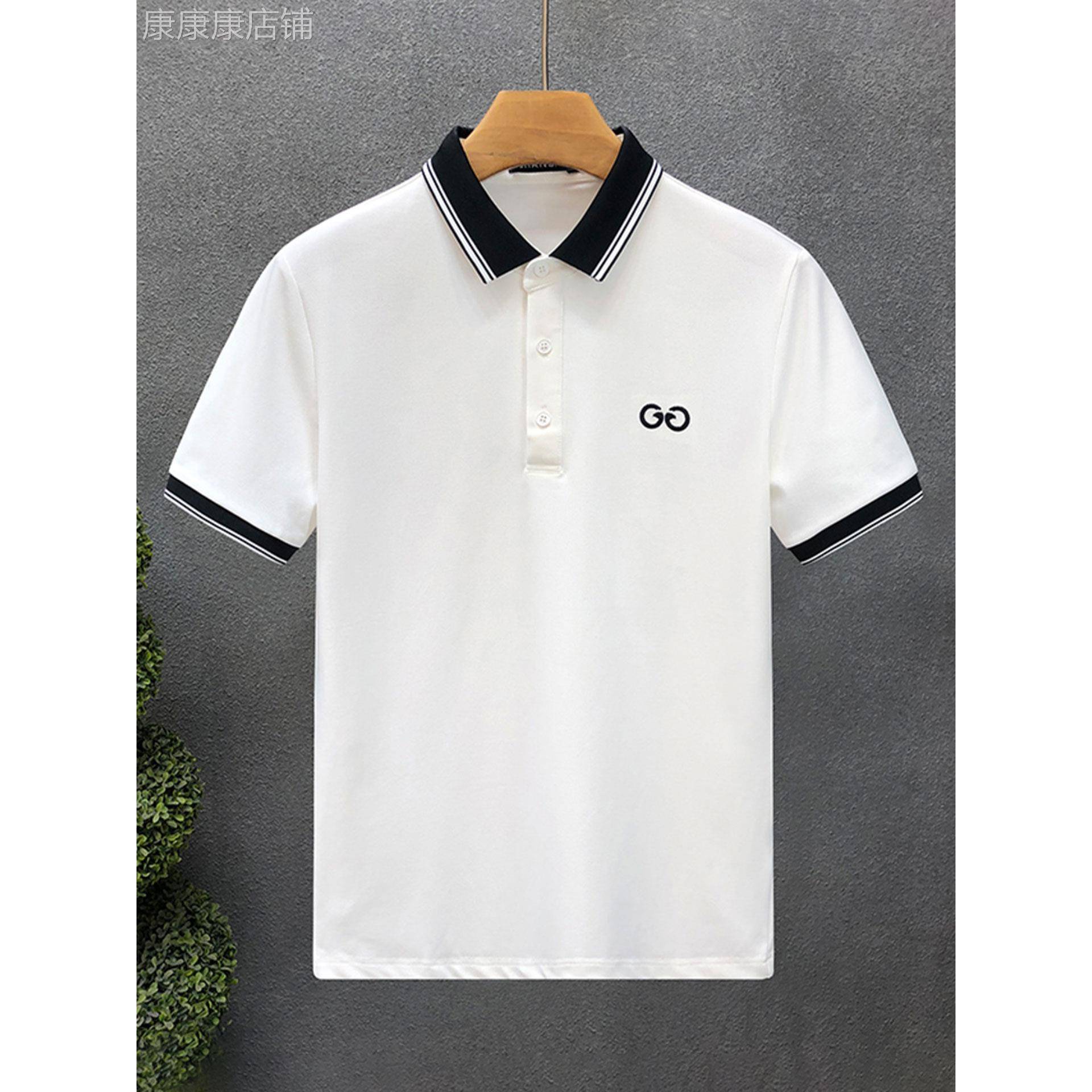 MUSONMU白色刺绣短袖polo衫男潮牌休闲半袖夏季新款男士翻领T恤衫