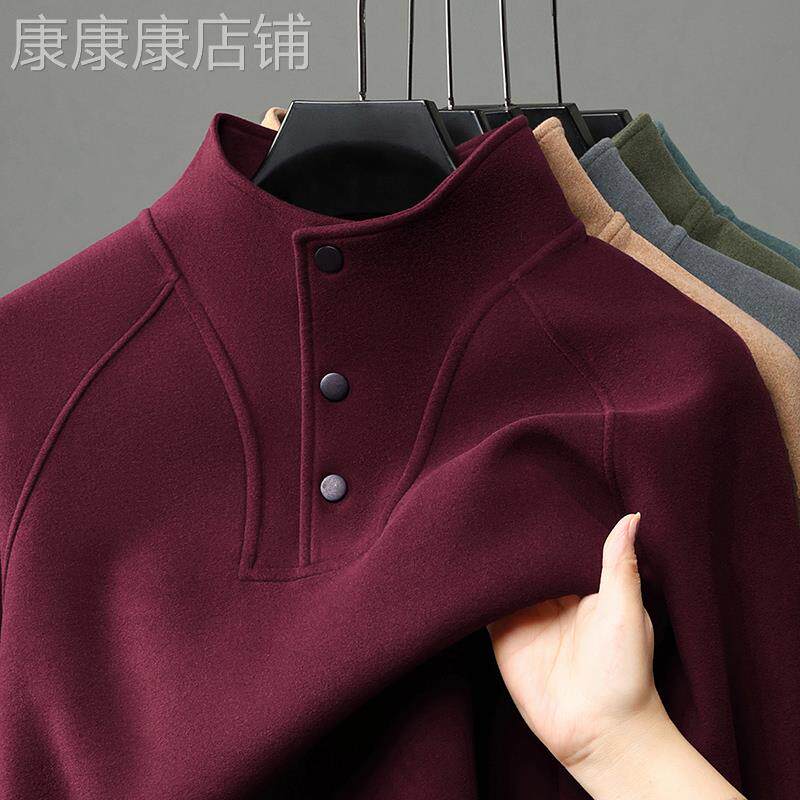 本名年红色卫衣男款德绒加绒加厚半高领打底衫冬季保暖上衣男士潮