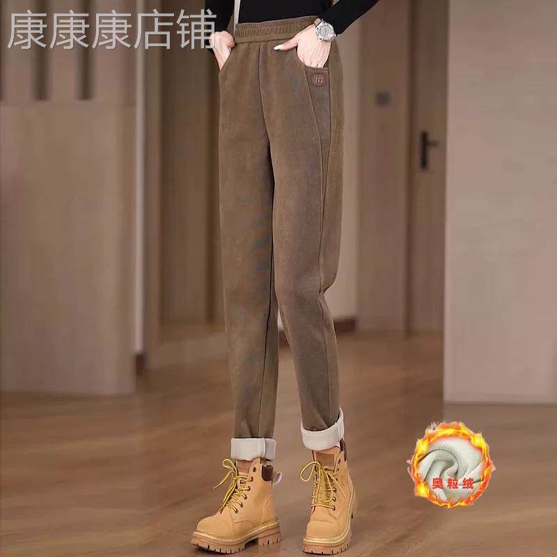 加绒保暖休闲裤女2026秋冬新款加厚大码显瘦防风宽松时尚小脚卫裤