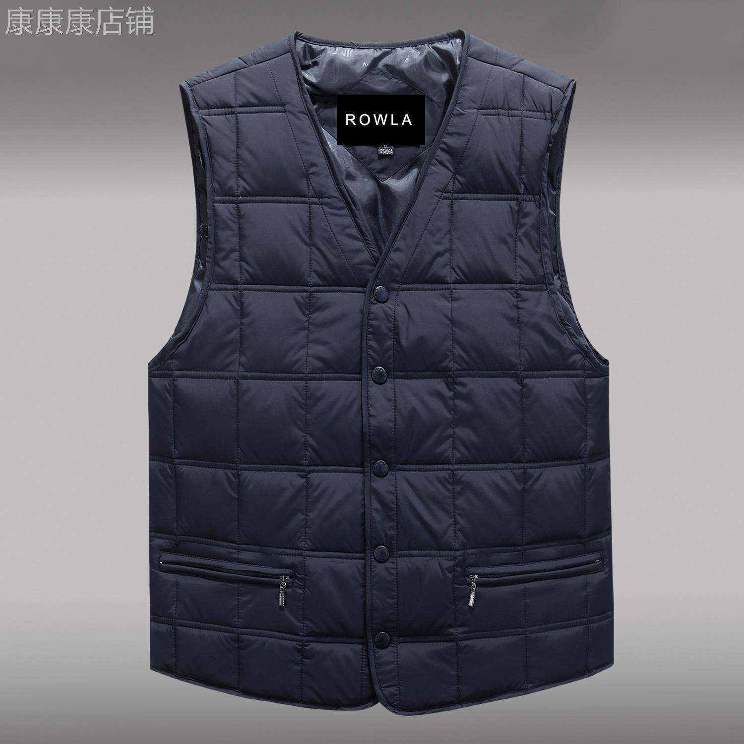 轻薄羽绒马甲男士V领大码坎肩春季中老年内穿保暖背心内胆爸爸装