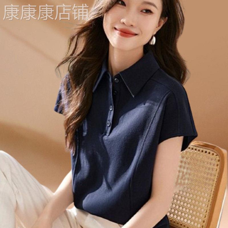 职业外贸高端女装法式独特上衣2026夏季翻领显瘦高级感短袖polo衫